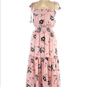 Misa Los Angeles Pink Tiered Midi Dress sz L